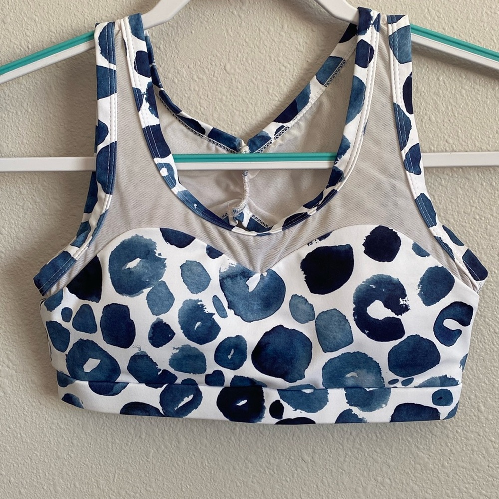 Cleo Harper Sports Bra / Size XS / Color white and blue